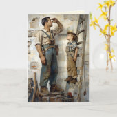 Vater und Sohn Gazing Up Karte (Gelbe Blume)
