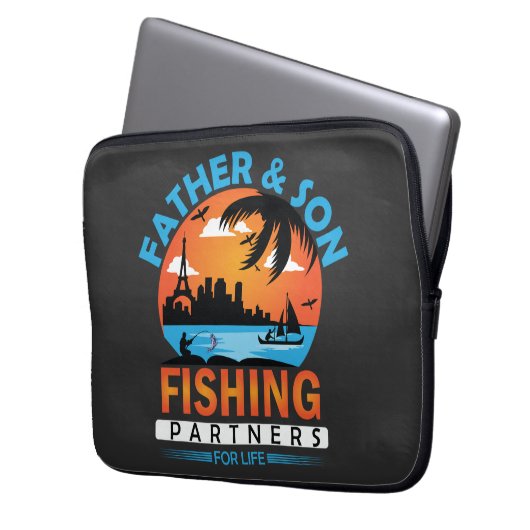 Vater und Sohn - Lebenspartner für die Fischerei Laptopschutzhülle (Vorderseite Links)