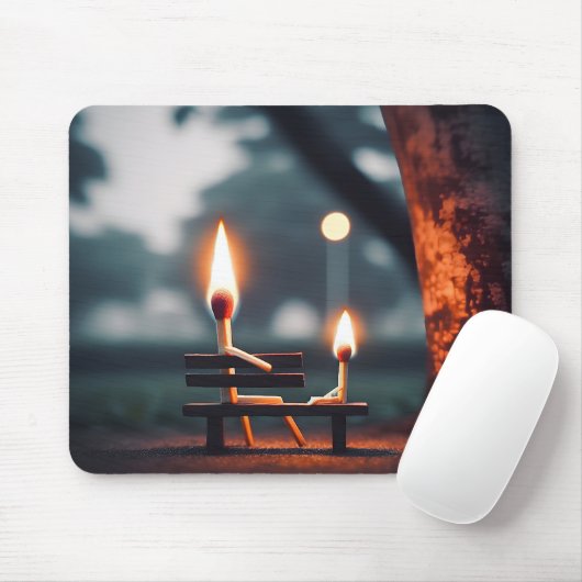 Vater und Sohn Matchsticks auf einer Bank Mousepad (Mit Mouse)