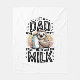 Vater und Sohn mit Milch Faultier Grafikdesign-01 Fleecedecke