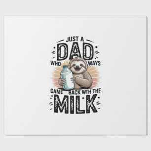 Vater und Sohn mit Milch Faultier Grafikdesign-01 Geschenkpapier