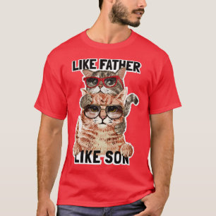 Vater und Sohn Slogan mit Katzenfamilie in der Sun T-Shirt