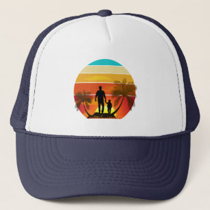Vater und Sohn Vintage-Sonnenuntergang Familien-Ge Truckerkappe