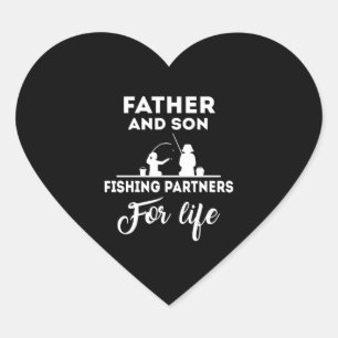 Vater und Sohn von Fischereipartnern Herz-Aufkleber