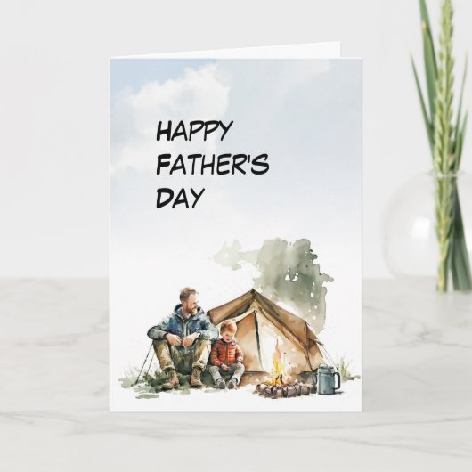 Vater und Son teilen Zelt Camping Vatertag Karte (Vorderseite)