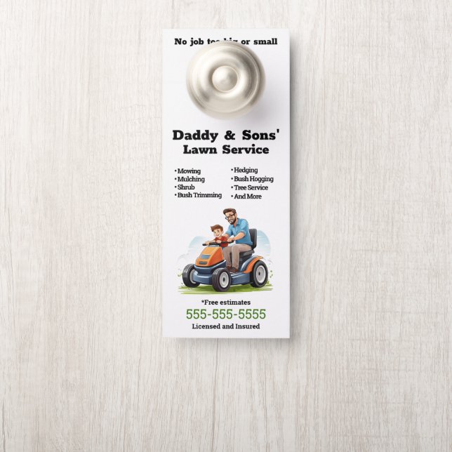 Vater und Song Lawn Service Door Hanger Türanhänger (Auf Knauf)