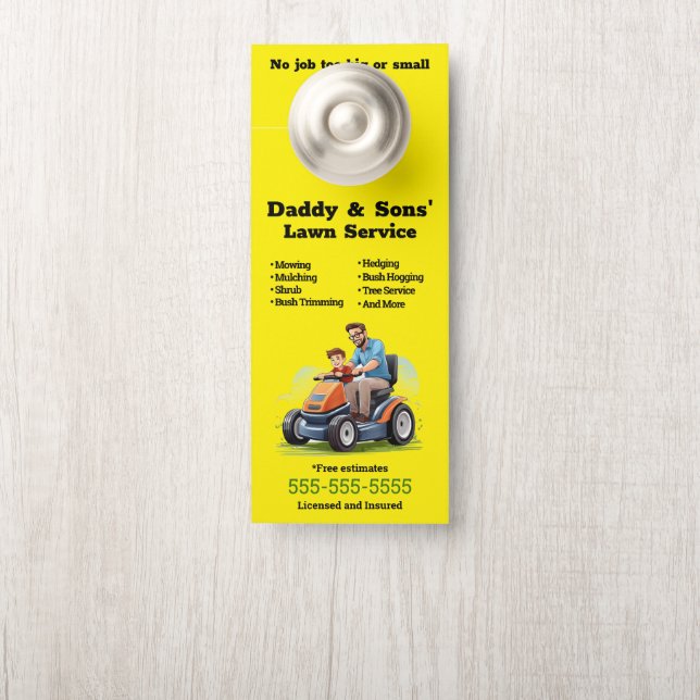 Vater und Song Lawn Service Door Hanger Türanhänger (Auf Knauf)