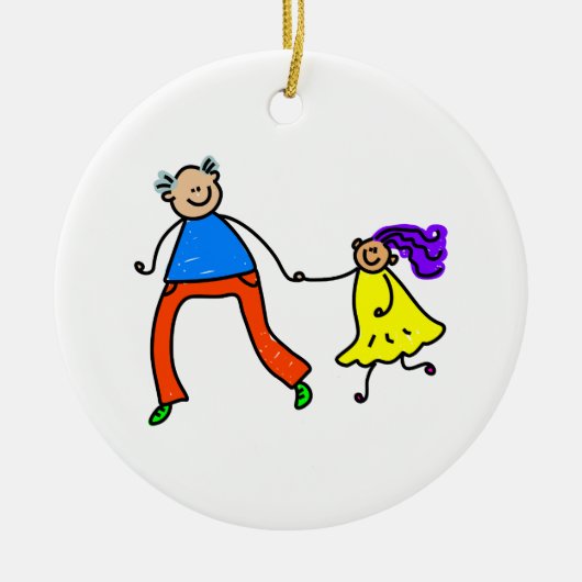 Vater und Tochter Keramik Ornament (Vorne)