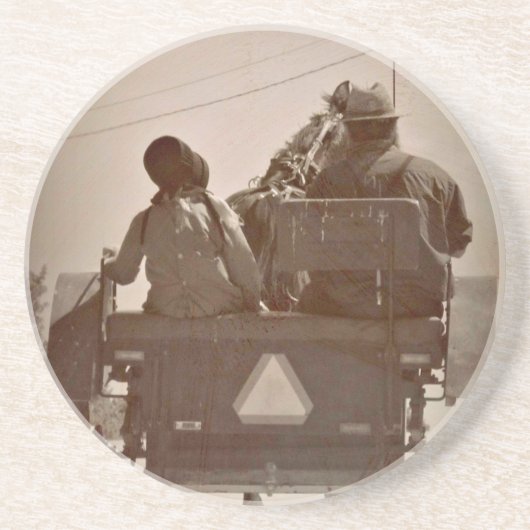 Vater und Tochter - Pferd und Buggy Sandstein Untersetzer (Vorne)
