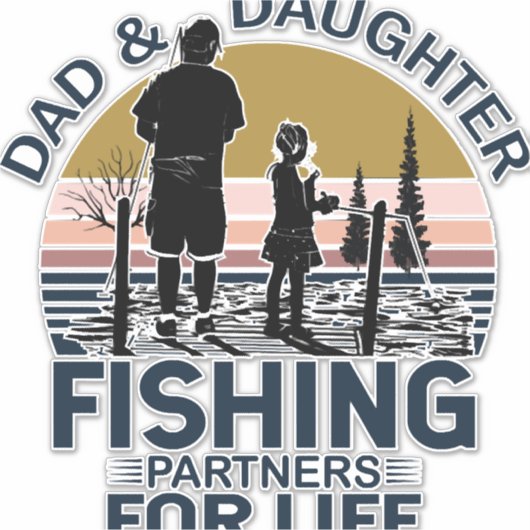 Vater- und Tochterfischerei Aufkleber (Vorderseite)