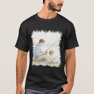 Vater unterrichtet Sohn beim Angeln Süße Familieni T-Shirt