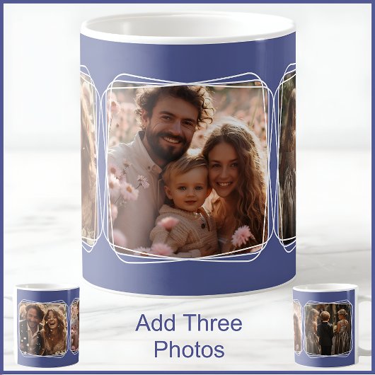 Vater Vatertag 3 FotoCollage Modern Blue C49 Kaffeetasse