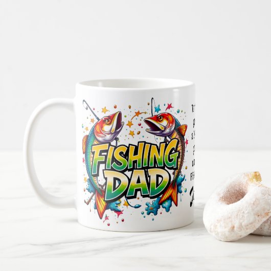 Vater-Vatertag Fisch Graffiti Zitat Kaffeetasse (Mit Donut)