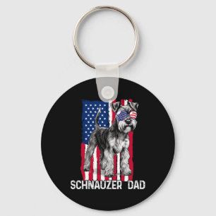 Vater Vatertag Geschenk Mini Schnauzer USA-Flagge Schlüsselanhänger