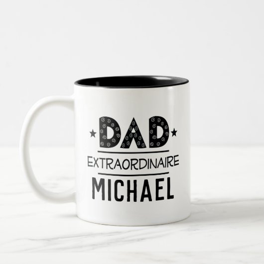 Vater Vathers Day Daddy Extraordinator Zweifarbige Tasse (Links)