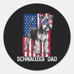 Vater Vathers Day Gift Mini Schnauzer Usa Flag 4. Runder Aufkleber