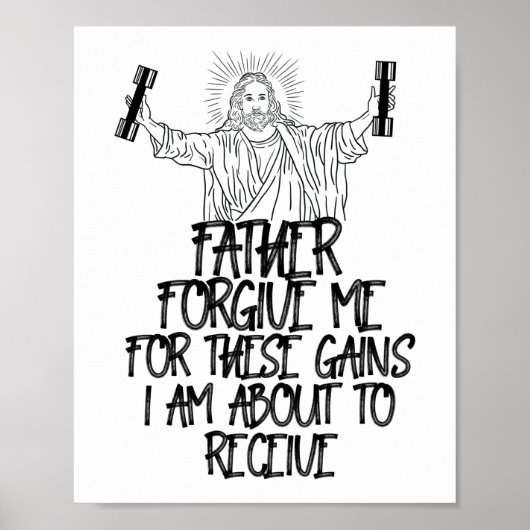 Vater vergib mir für diese Gaben Jesus Workout Poster (Vorne)