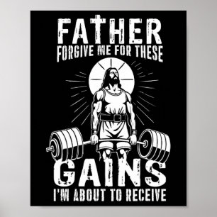 Vater vergib mir für diese Gewinne - Funny Gym Mot Poster