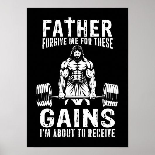 Vater vergib mir für diese Gewinne - Jesus Workout Poster (Vorne)