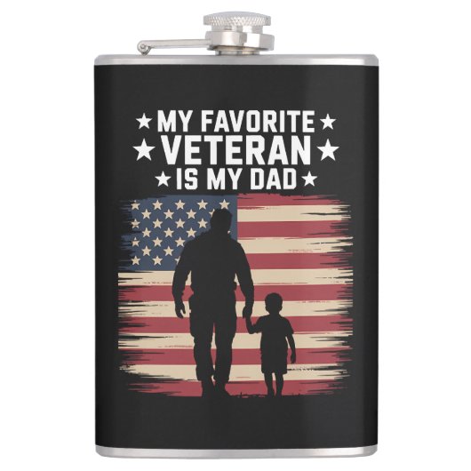 Vater Veterans Day Papa Stolz Flachmann (Vorderseite)