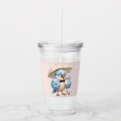 Vater-Vogel-Acryltasse mit Strohhalm Acryltrinkbecher (Vorderseite)