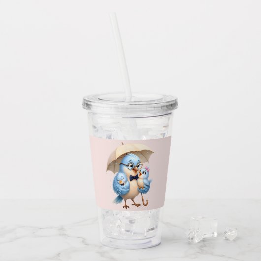 Vater-Vogel-Acryltasse mit Strohhalm Acryltrinkbecher (Vorderseite Ice)
