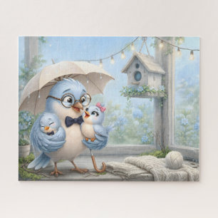 Vater-Vogel-Familie-Puzzle – Süßer blauer Vogel Puzzle