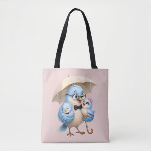 Vater-Vogel-Familie-Tragetasche Süßes Vater-Gesche Tasche