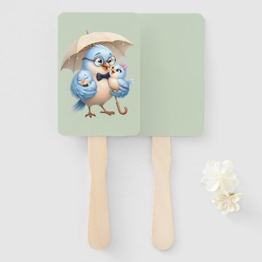 Vater Vogel Hand Fächer Sommer Geschenk (Vorne und Hinten)