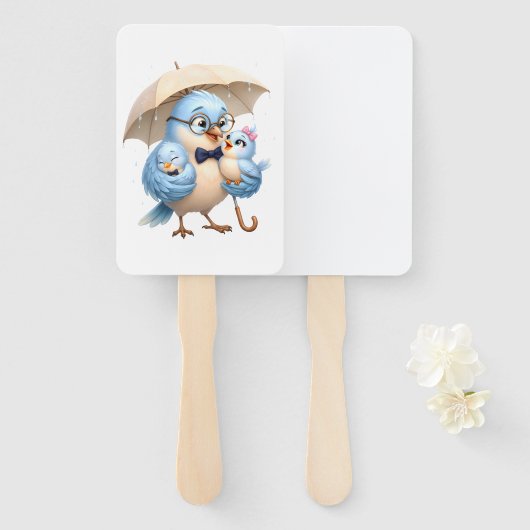 Vater Vogel Handfächer Dad Geschenk (Vorne und Hinten)