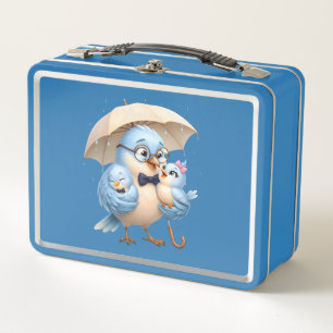 Vater-Vogel-Lunchbox Familien-Design Metall Brotdose
