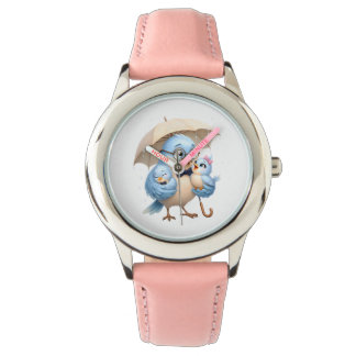 Vater-Vogel-Uhr im familieninspirierten Stil Armbanduhr