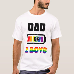 Vater von 2 Boys Vollbatterie-LGBT-Pride-Vater T-Shirt