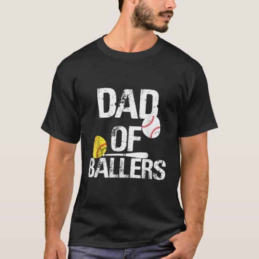 Vater von Ballern Vater von Baseball und Softball T-Shirt (Vorderseite)