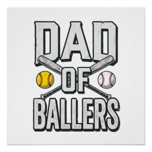 Vater von Ballers Softball und Baseball Vintage-Sh Poster