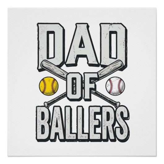 Vater von Ballers Softball und Baseball Vintage-Sh Poster (Vorderseite)