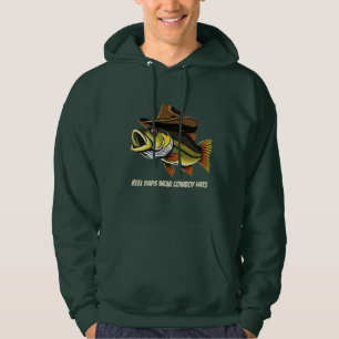 Väter von Bass Fish Reel tragen Cowboy Hats Hoodie