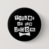 Vater von Bräutigam-Weiß auf Schwarzem Button (Vorderseite)
