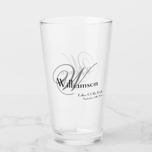 Vater von Bride Geschenk Elegante Monogram Name Be Glas (Rückseite)