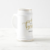 Vater von Bride Gift Name Black Gold Typografie Bierglas (Vorderseite Links)