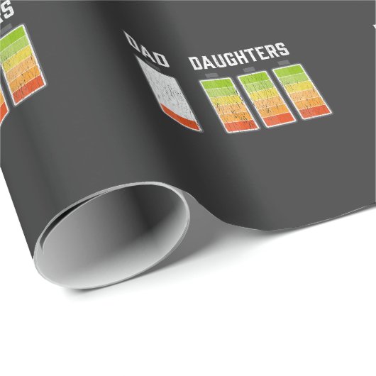 Vater von drei Kindern mit niedrigem Akku Geschenkpapier (Rolleneckpunkt)