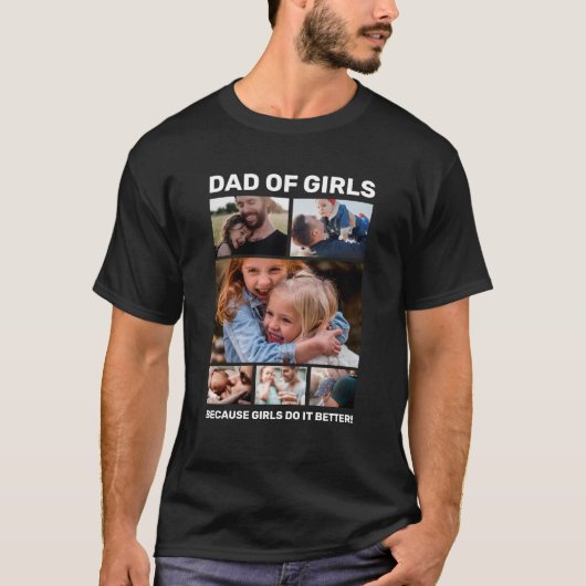 Vater von Girls Foto Collage T-Shirt (Vorderseite)