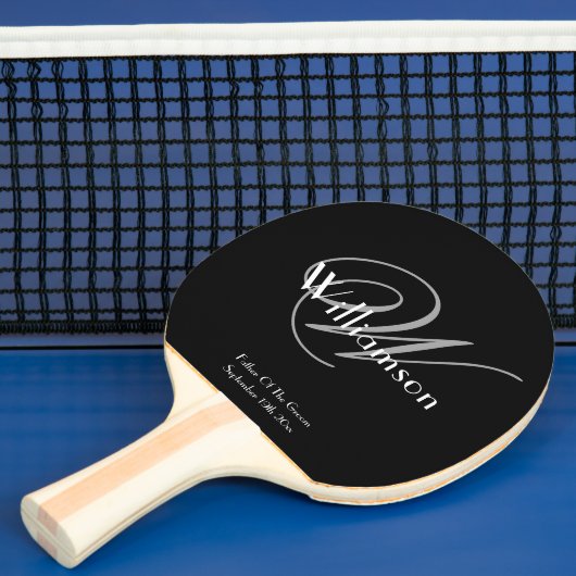 Vater von Groom Geschenk Moderne Monogram Script N Tischtennis Schläger (InSitu)