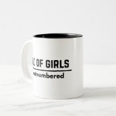 Vater von Mädchen #Outnumbered lustigem Zweifarbige Tasse (Vorderseite Links)