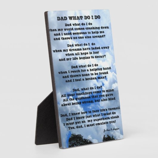 VATER WAS MACHE ICH "Gedicht Plaque"? Fotoplatte (Seite)