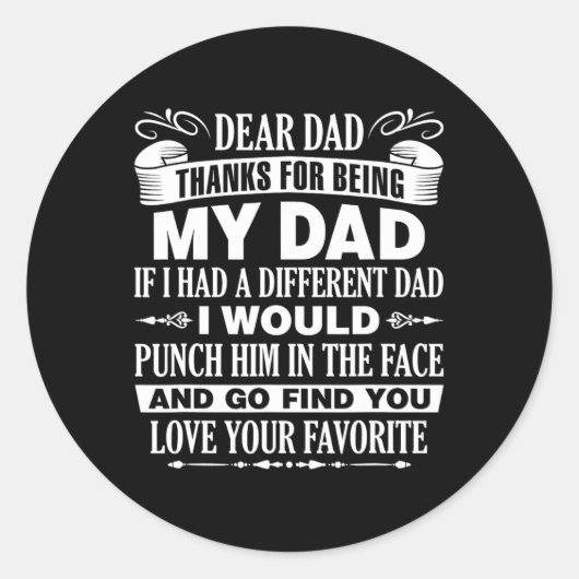 Vater Weihnachten des Vaters Danke, dass du mein V Runder Aufkleber (Vorderseite)