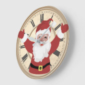 Vater Weihnachten glückliches Gesicht rund Wand Große Wanduhr (Winkel)
