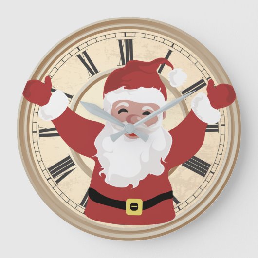 Vater Weihnachten glückliches Gesicht rund Wand Große Wanduhr (Vorderseite)