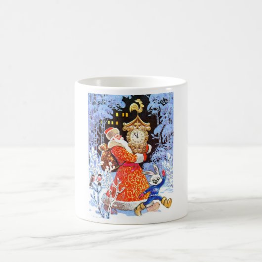Vater-Weihnachten, Vintage russische Szene Kaffeetasse (Mittel)