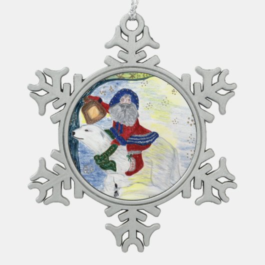 Vater-Weihnachtsverzierung Schneeflocken Zinn-Ornament (Vorderseite)